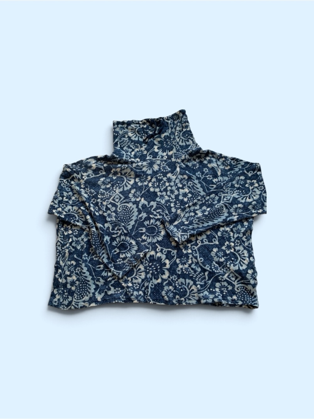 Chaps Navy and Cream Floral Knit Pullover